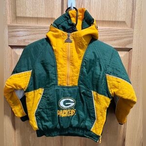 Vintage Youth Kids Size 5 Green Bay Packers Genuine Stuff Pull-Over Jacket RARE